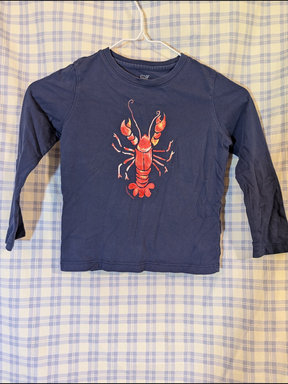 Vineyard Vines Navy Long-Sleeve Tee with Red Lobster Graphic